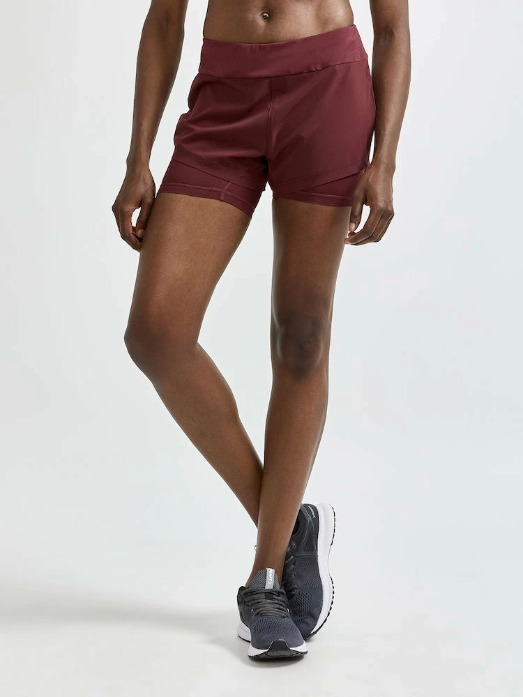 Craft Women's Advance Essence 2-IN-1 Shorts - Truffle (1910722-439000) Craft Women's Advance Essence 2-IN-1 Shorts - Truffle (1910722-439000) -Asics Shop 1910722 439000 ADVEssence2 in 1ShortsW Closeup1 Preview