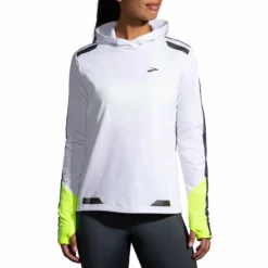 Brooks Women's Run Visible Thermal Hoodie - White/Asphalt/Nightlife (221559134)