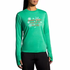 Brooks Women's Run Merry Distance Long Sleeve - Green/Run Merry (221563377)