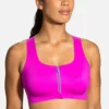 Brooks Women's Dare Zip Run Bra - Magenta/Heliotrope (350075633)