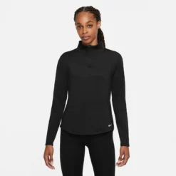 Nike Women's Therma-Fit One Long-Sleeve 1/2 Zip Top (Plus Sizes) - Black (DN2239-010)