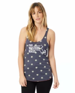 Marathon Sportswear Women's Western Mass Racerback Stars And Stripes Tank - Navy Blue (RUNWEST-AA1927P-S)