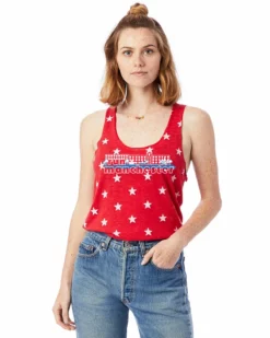 Marathon Sportswear Women's Manchester Racerback Stars And Stripes Tank - Red (RUNMANCH-AA1927P-TRS)
